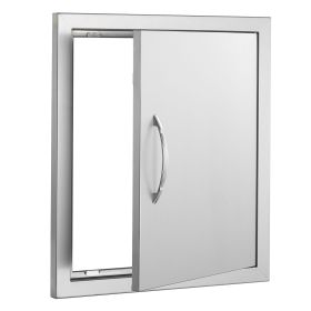BBQ Access Door, 18W x 20H Inch Single Outdoor Kitchen Door, Stainless Steel Flush Mount Door, Wall Vertical Door with Handle and Hook, for BBQ I